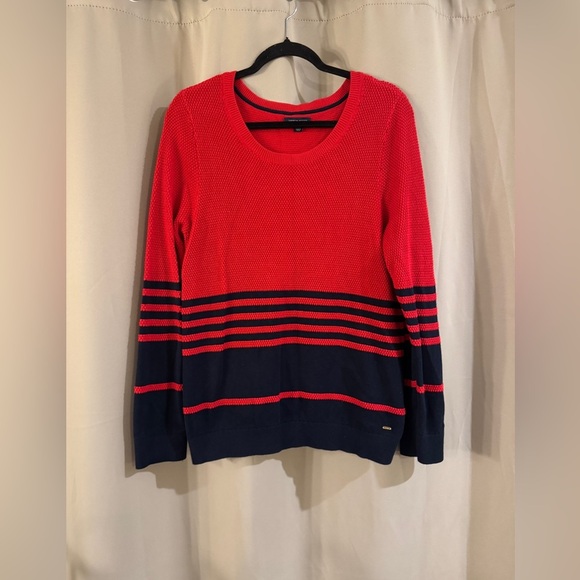 Tommy Hilfiger Red  Striped Women's Sweater - Picture 1 of 6